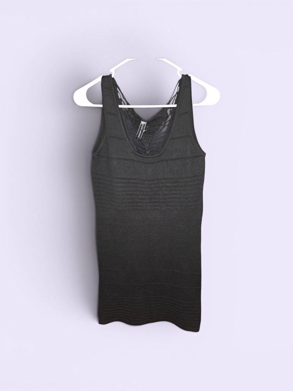 NWOT....Root Couture Black Crochet-Back Ribbed Tank Dress